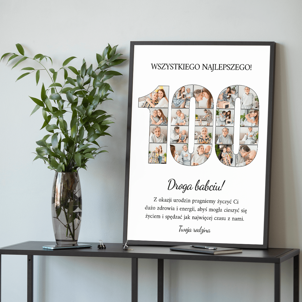 Setne urodziny - plakat, spersonalizowany prezent dla babci - idamell.com