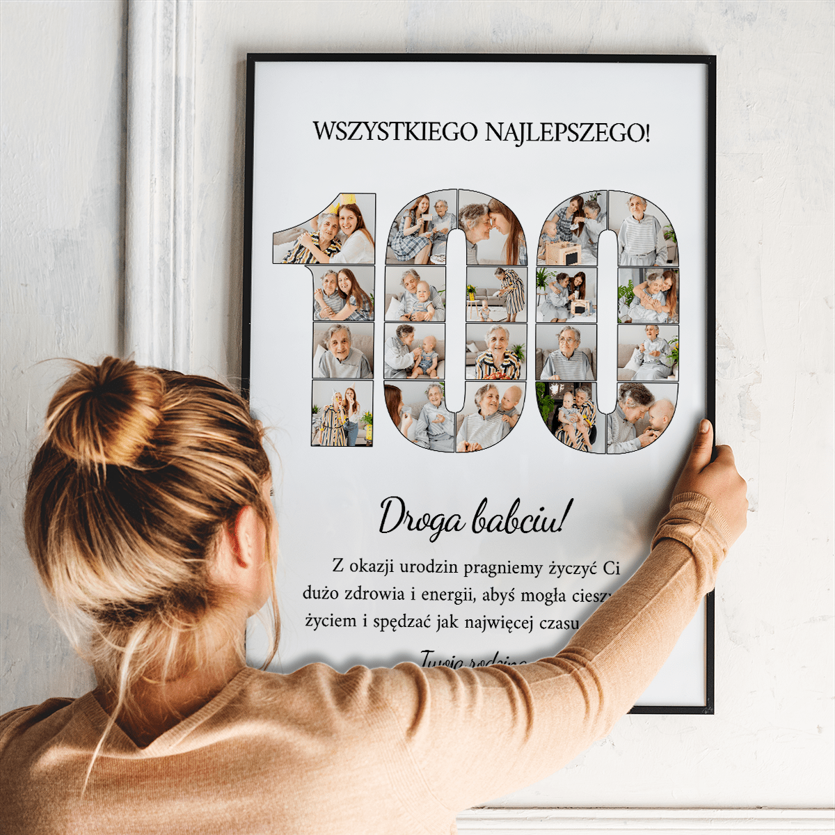 Setne urodziny - plakat, spersonalizowany prezent dla babci - idamell.com
