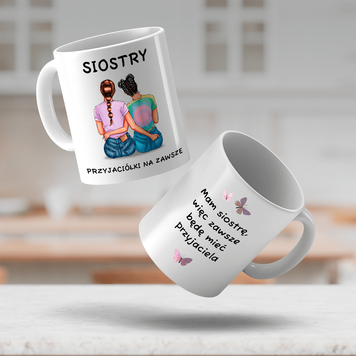 Siostra najlepszą przyjaciółką - 1x Kubek z nadrukiem, spersonalizowany prezent dla siostry - idamell.com