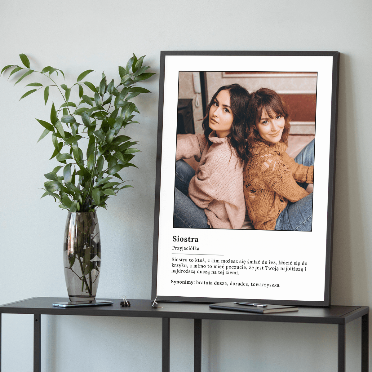 Siostra to najlepsza przyjaciółka - plakat, spersonalizowany prezent dla siostry - idamell.com