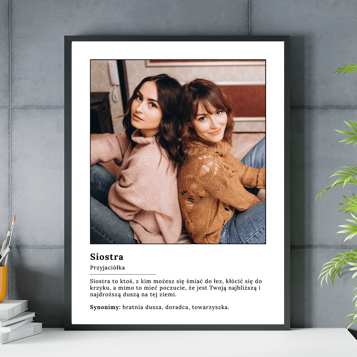 Siostra to najlepsza przyjaciółka - plakat, spersonalizowany prezent dla siostry - idamell.com