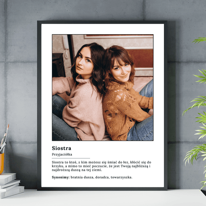 Siostra to najlepsza przyjaciółka - plakat, spersonalizowany prezent dla siostry - idamell.com