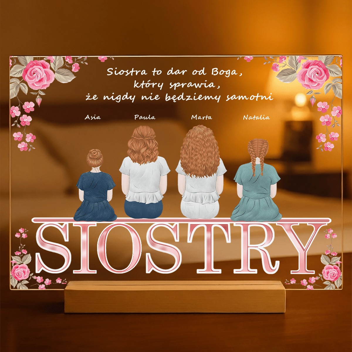 Siostry - Druk na szkle, spersonalizowany prezent dla siostry - idamell.com
