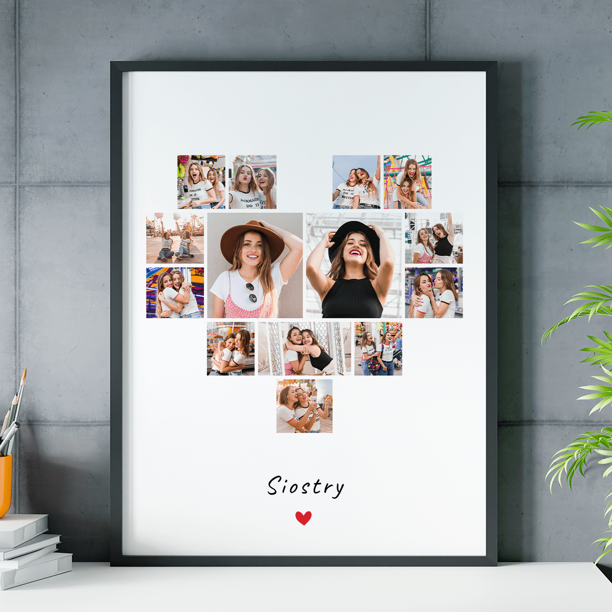 Siostry kolaż - plakat, spersonalizowany prezent dla siostry - idamell.com