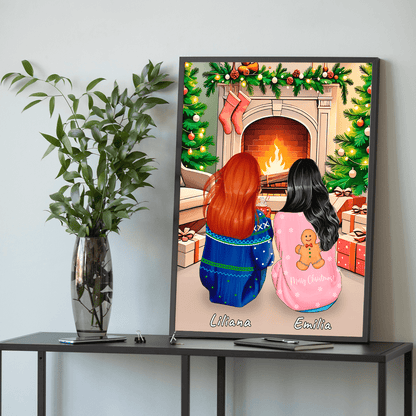 Siostry w Święta Clipart - plakat, spersonalizowany prezent dla siostry - idamell.com