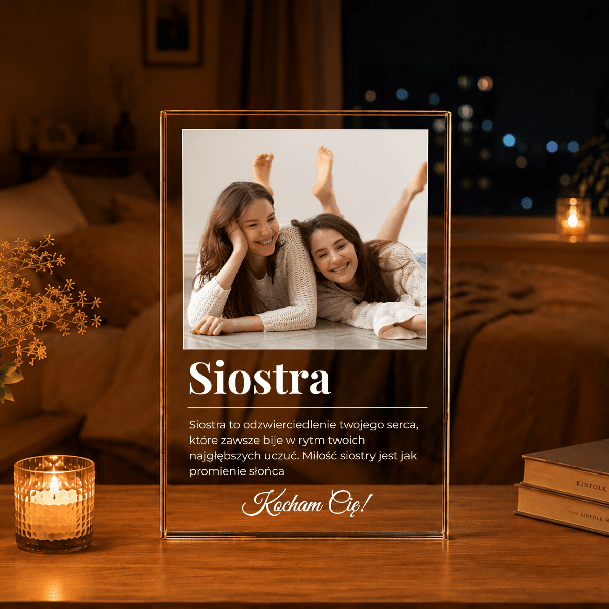 Siostrzana miłość - Druk na szkle, spersonalizowany prezent dla siostry - idamell.com