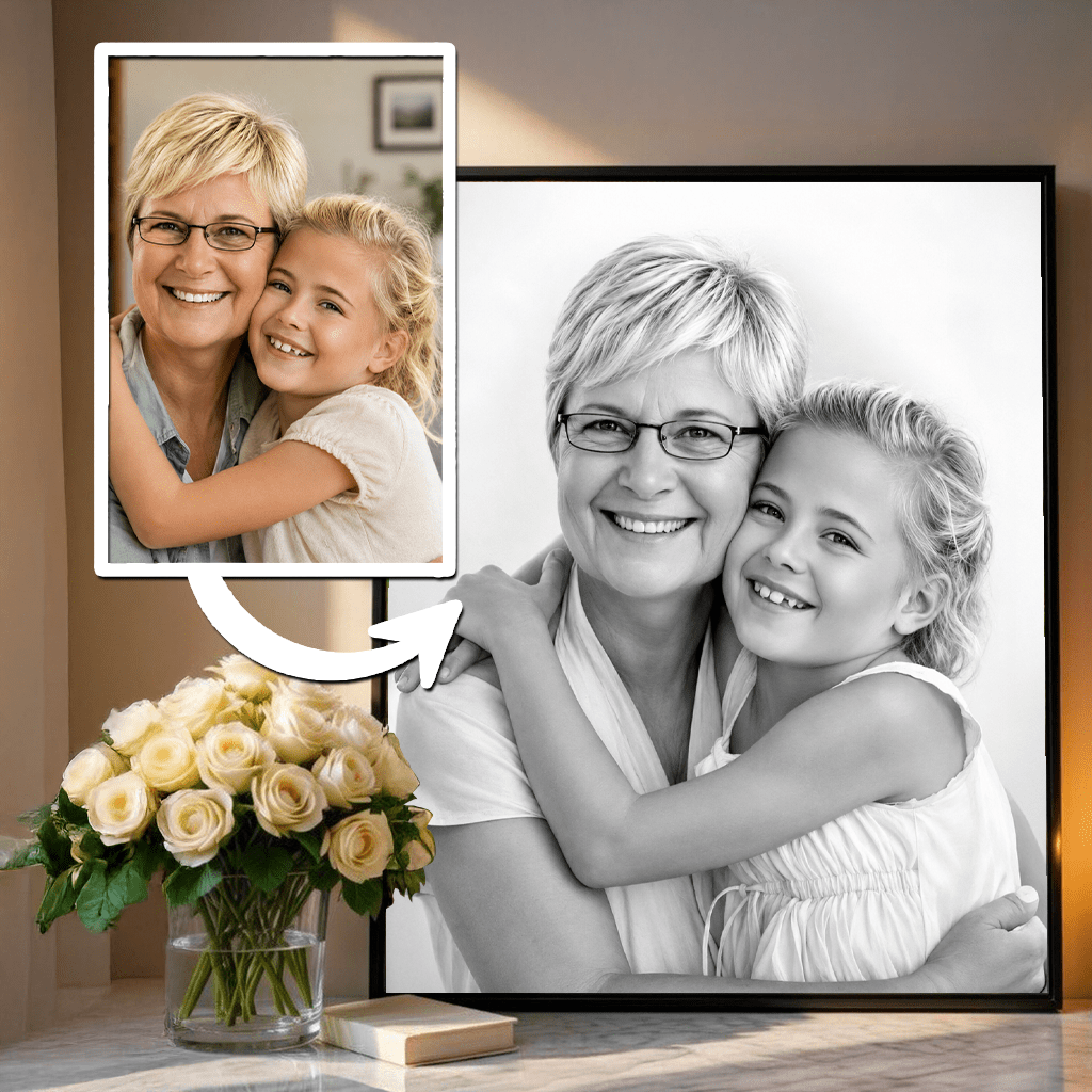 Sketch babcia i wnuczka - plakat, spersonalizowany prezent dla babci - idamell.com