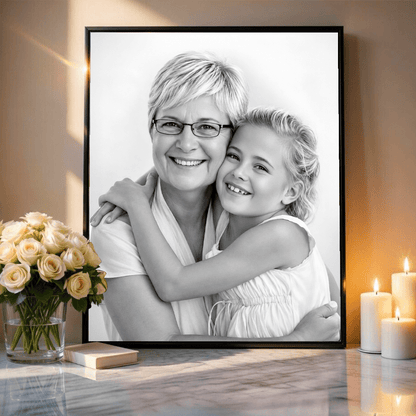 Sketch babcia i wnuczka - plakat, spersonalizowany prezent dla babci - idamell.com