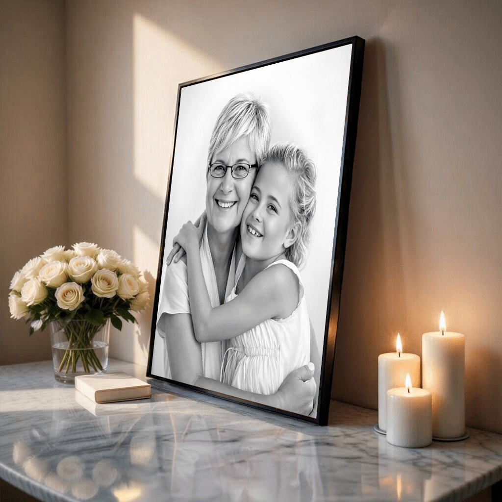 Sketch babcia i wnuczka - plakat, spersonalizowany prezent dla babci - idamell.com