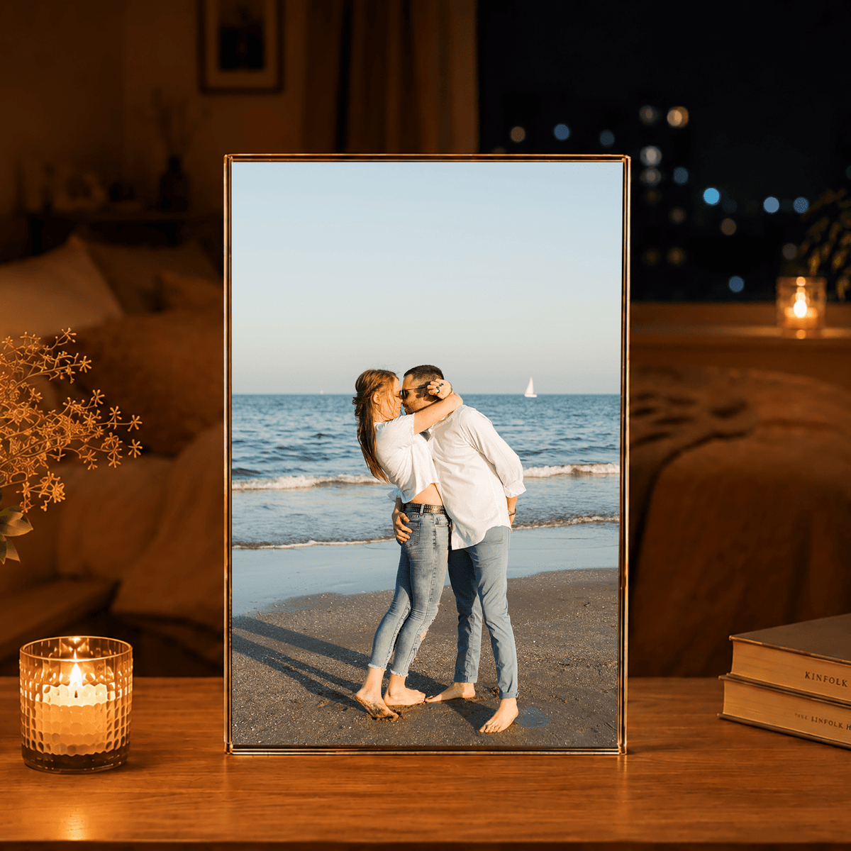 Spacer po plaży - Druk na szkle, spersonalizowany prezent dla pary - idamell.com