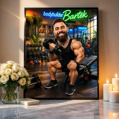 Sportowiec ilustracja - plakat, spersonalizowany prezent dla sportowca - idamell.com