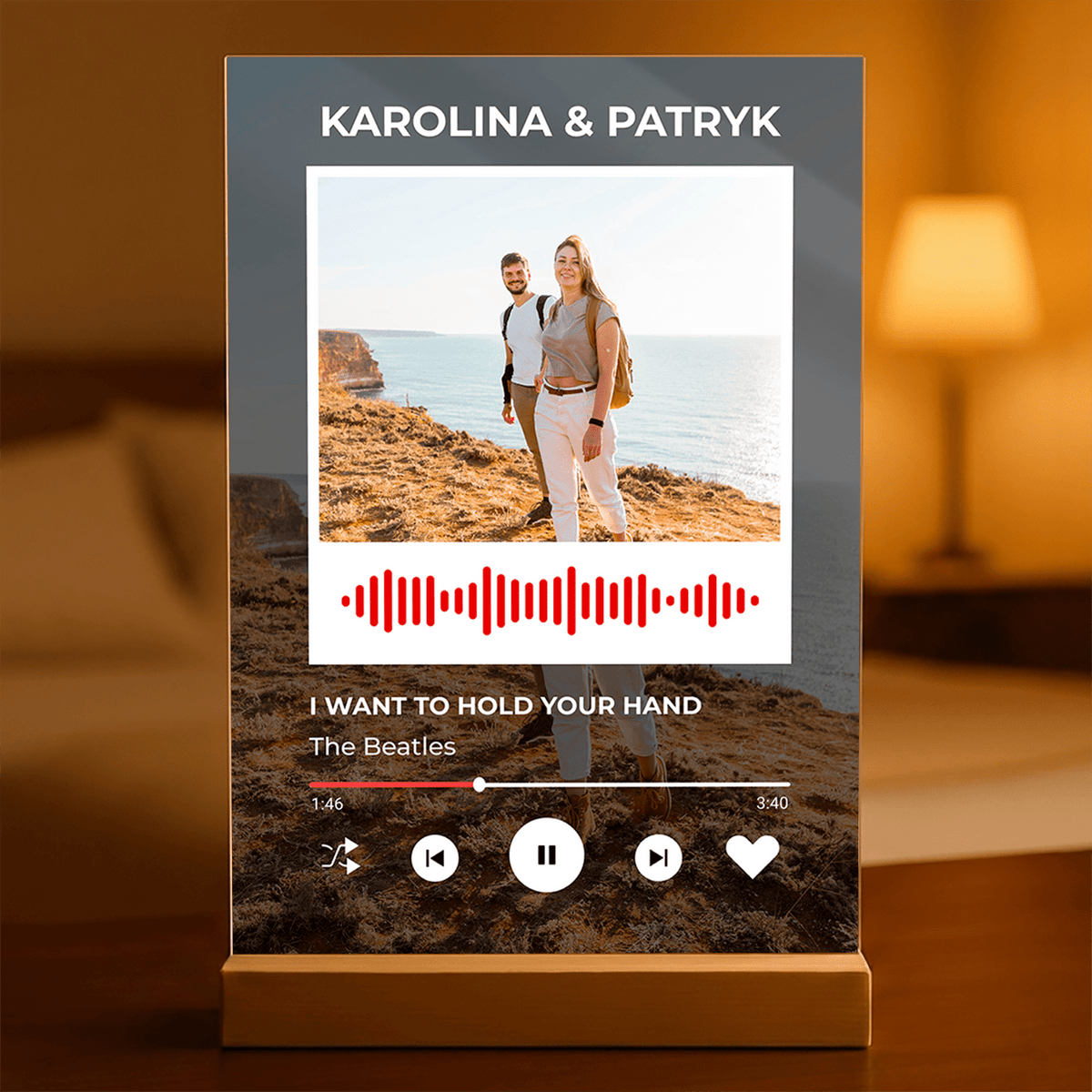 Spotify dla ukochanego - Druk na szkle, spersonalizowany prezent dla niego - idamell.com