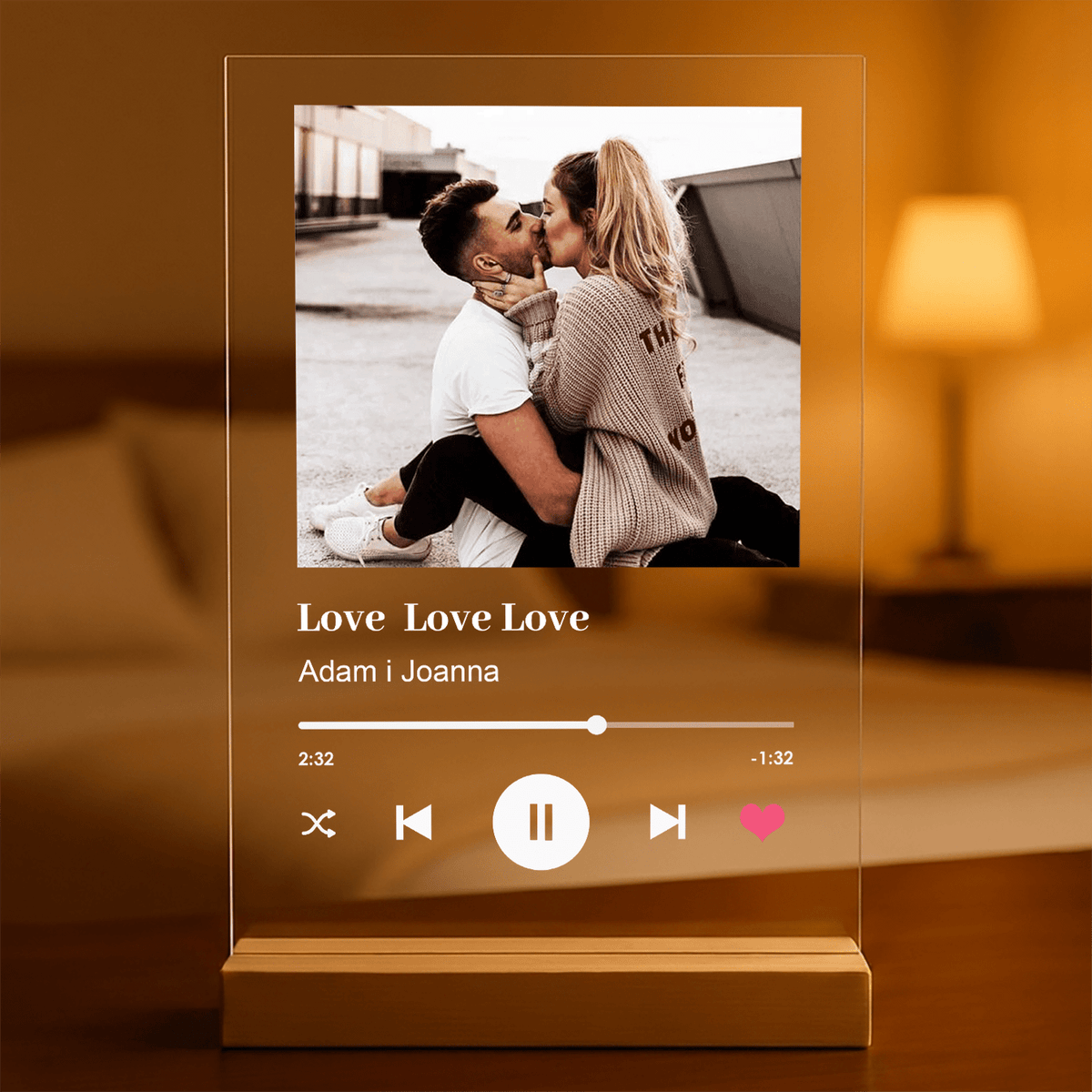 Spotify Love zdjęcie z napisem - Druk na szkle, spersonalizowany prezent - idamell.com