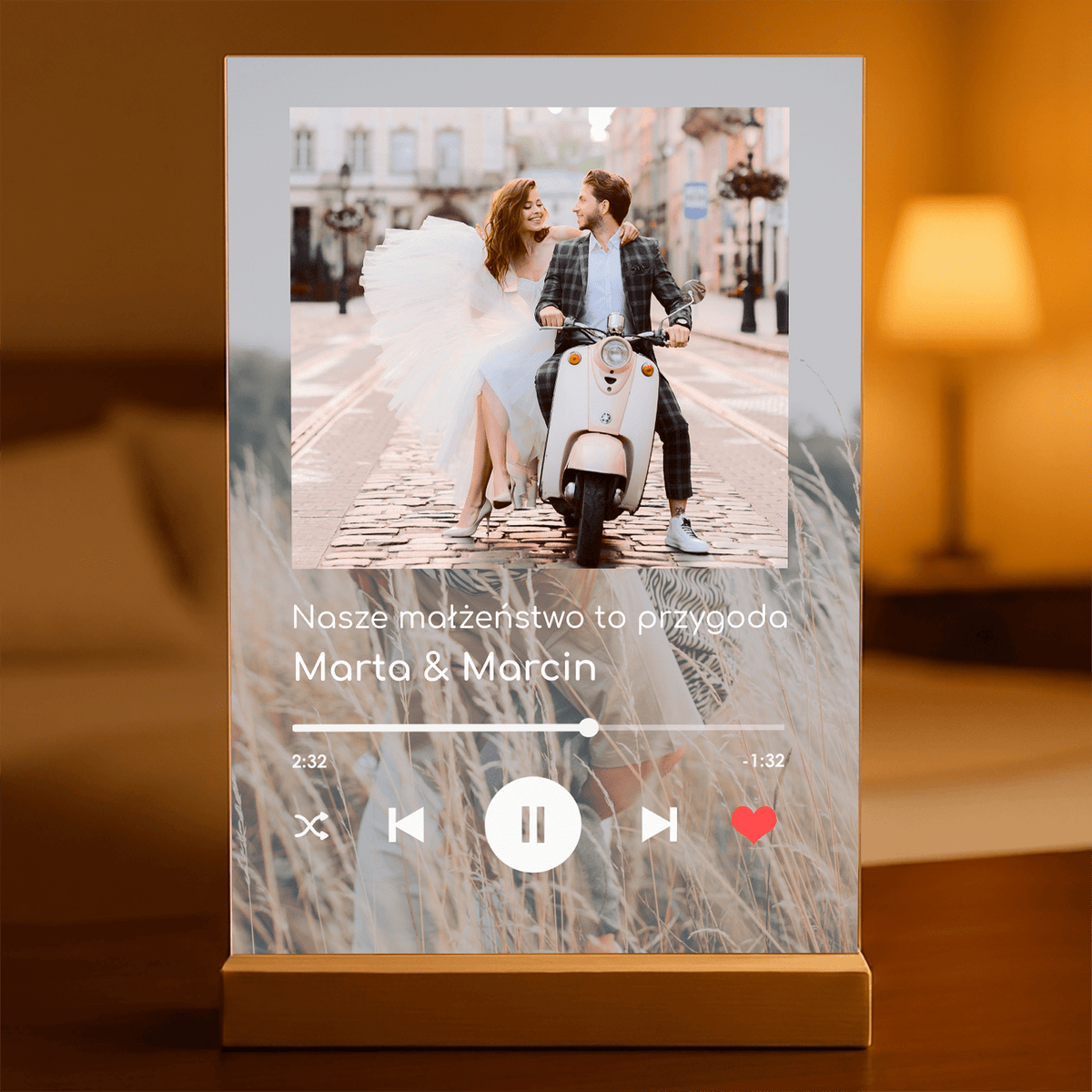 Spotify małżeństwo - Druk na szkle, spersonalizowany prezent dla pary - idamell.com