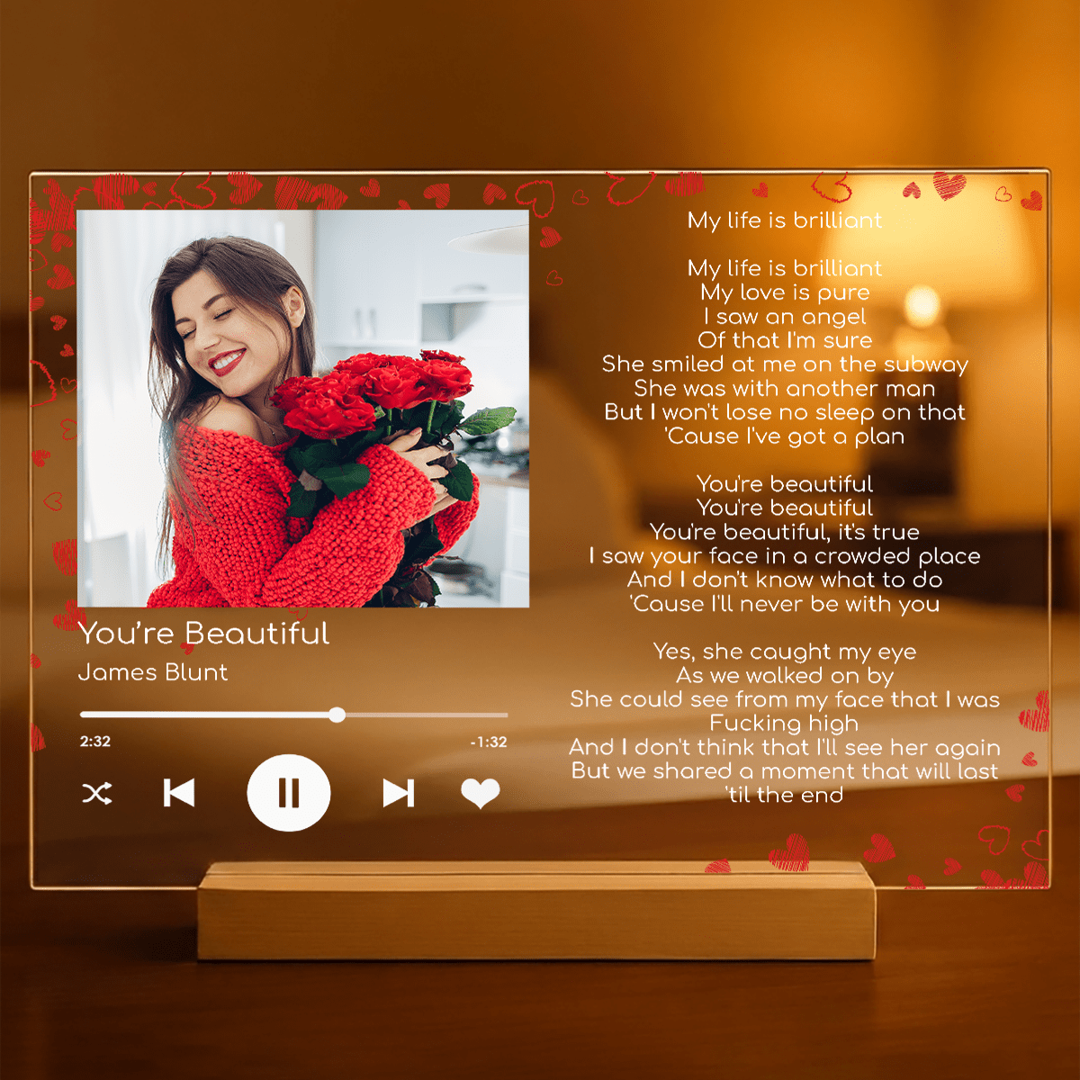 Spotify piosenka dla niej - Druk na szkle, spersonalizowany prezent dla kobiety - idamell.com