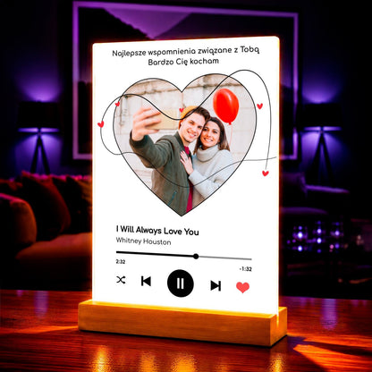 Spotify serce + piosenka - Druk na szkle, spersonalizowany prezent dla pary - idamell.com
