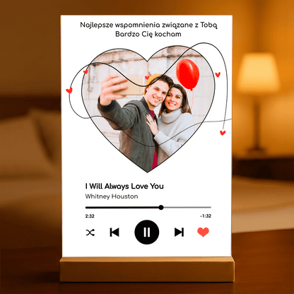 Spotify serce + piosenka - Druk na szkle, spersonalizowany prezent dla pary - idamell.com