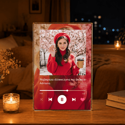 Spotify z gradientem kobieta - Druk na szkle, spersonalizowany prezent dla niej - idamell.com