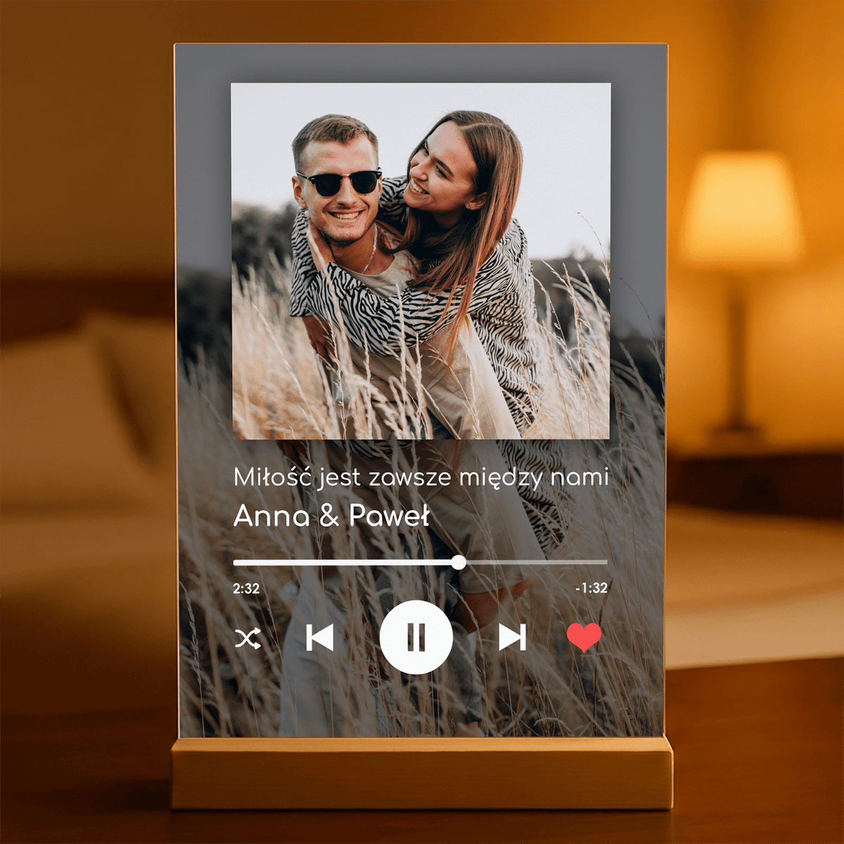 Spotify z tłem - Druk na szkle, spersonalizowany prezent dla pary - idamell.com