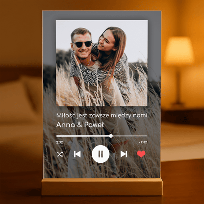 Spotify z tłem - Druk na szkle, spersonalizowany prezent dla pary - idamell.com