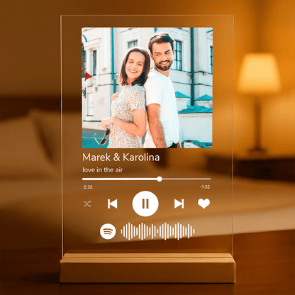 Spotify zakochanych - Druk na szkle, spersonalizowany prezent dla pary - idamell.com