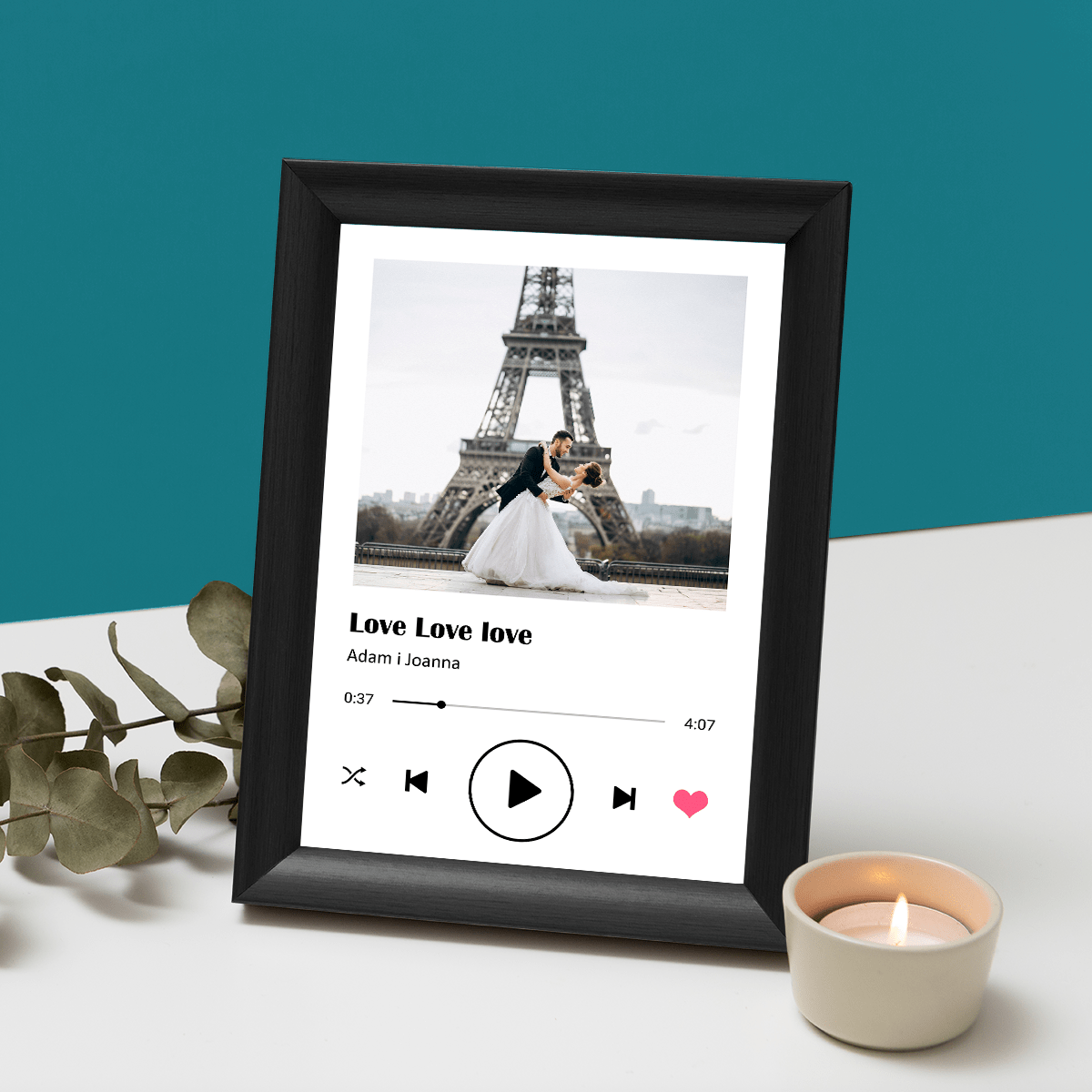 Spotify zdjęcie w ramce - Druk na szkle, spersonalizowany prezent - idamell.com
