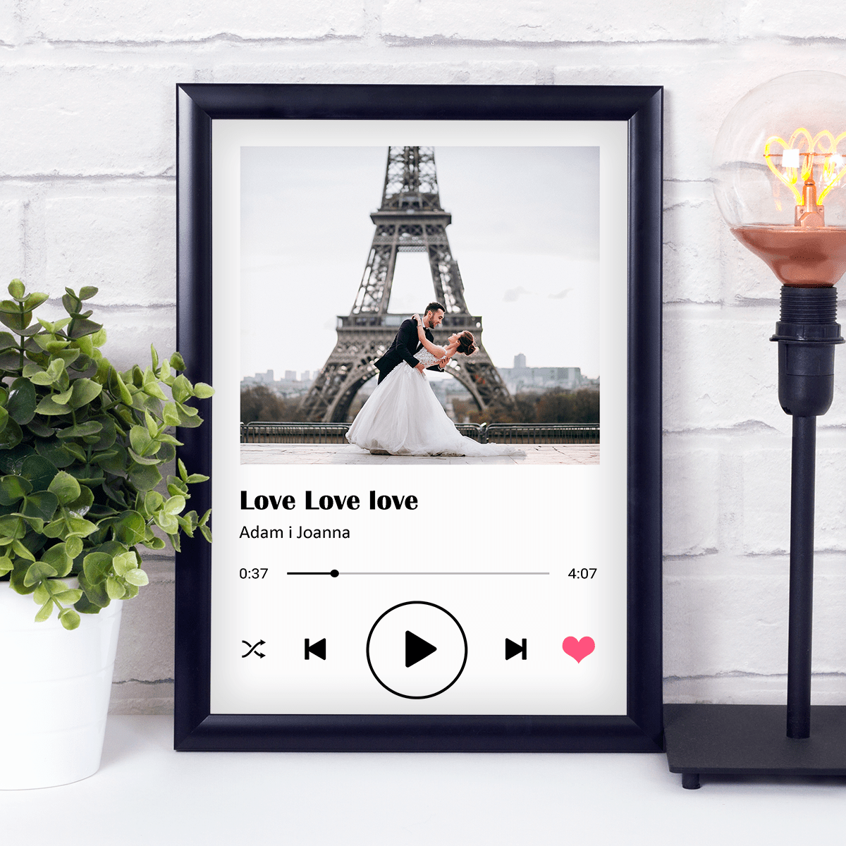 Spotify zdjęcie w ramce - Druk na szkle, spersonalizowany prezent - idamell.com