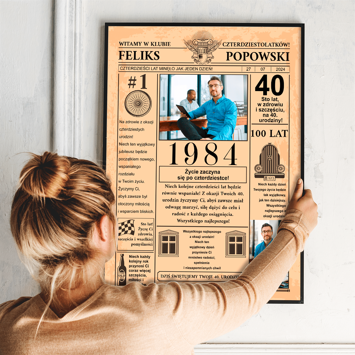 Strona gazety - plakat, spersonalizowany prezent na urodziny - idamell.com