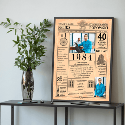 Strona gazety - plakat, spersonalizowany prezent na urodziny - idamell.com