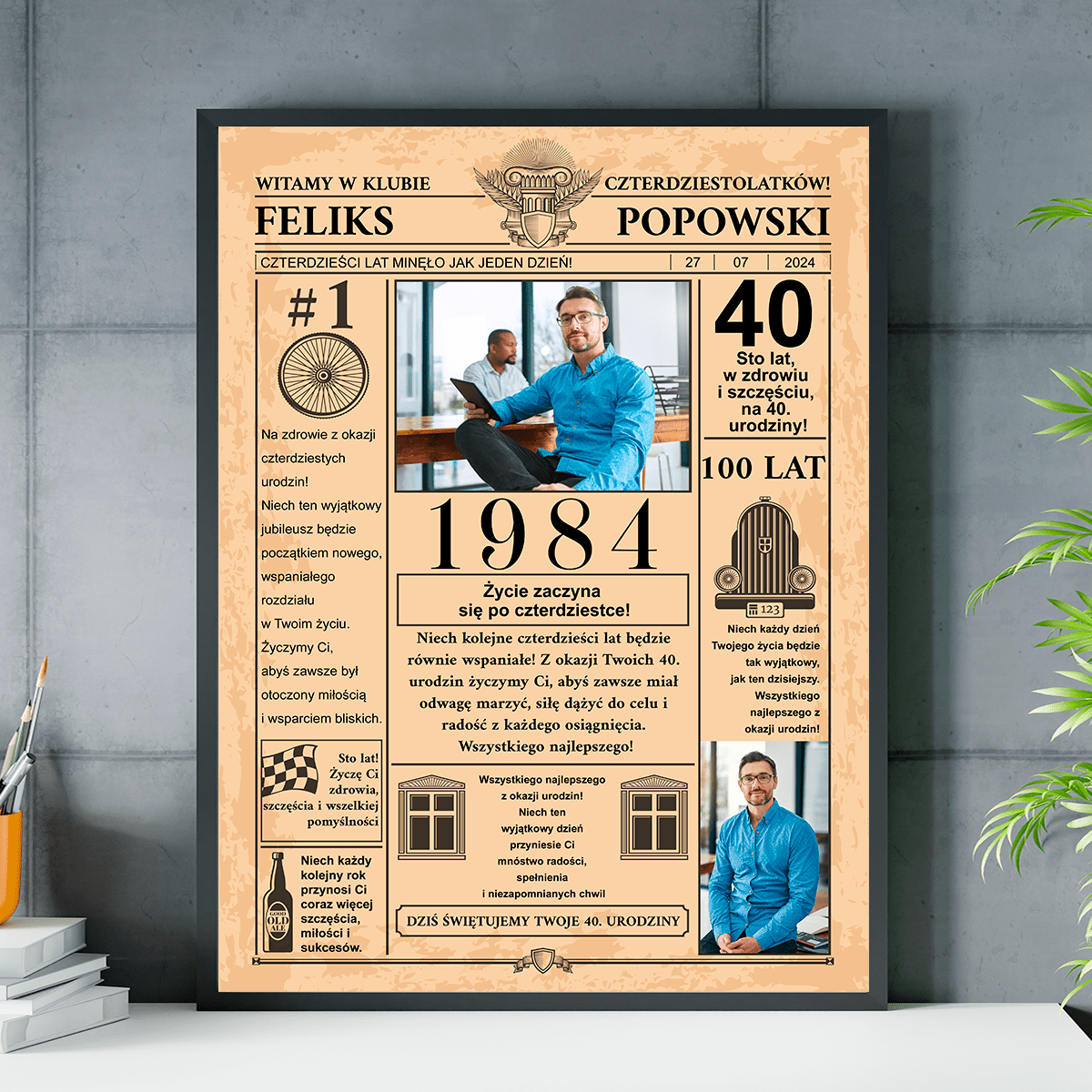 Strona gazety - plakat, spersonalizowany prezent na urodziny - idamell.com