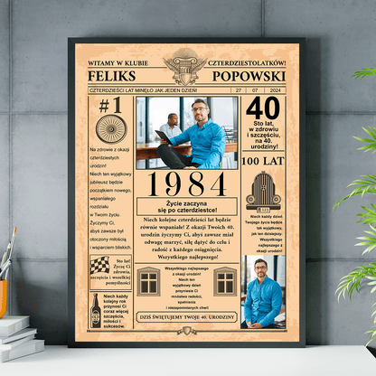 Strona gazety - plakat, spersonalizowany prezent na urodziny - idamell.com