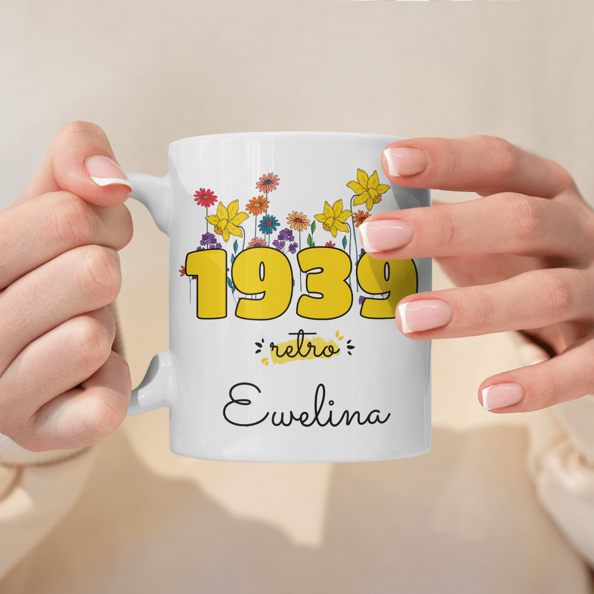 Styl retro 1939 - 1x Kubek z nadrukiem, spersonalizowany prezent dla kobiety - idamell.com