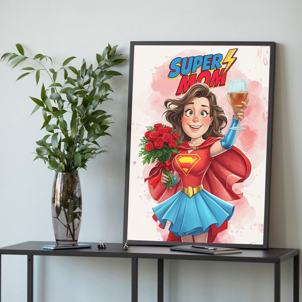 Super mama Ilustracja - plakat, spersonalizowany prezent dla mamy - idamell.com