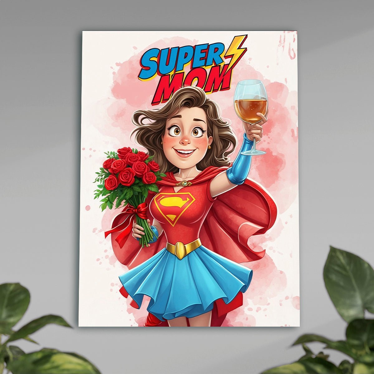 Super mama Ilustracja - plakat, spersonalizowany prezent dla mamy - idamell.com