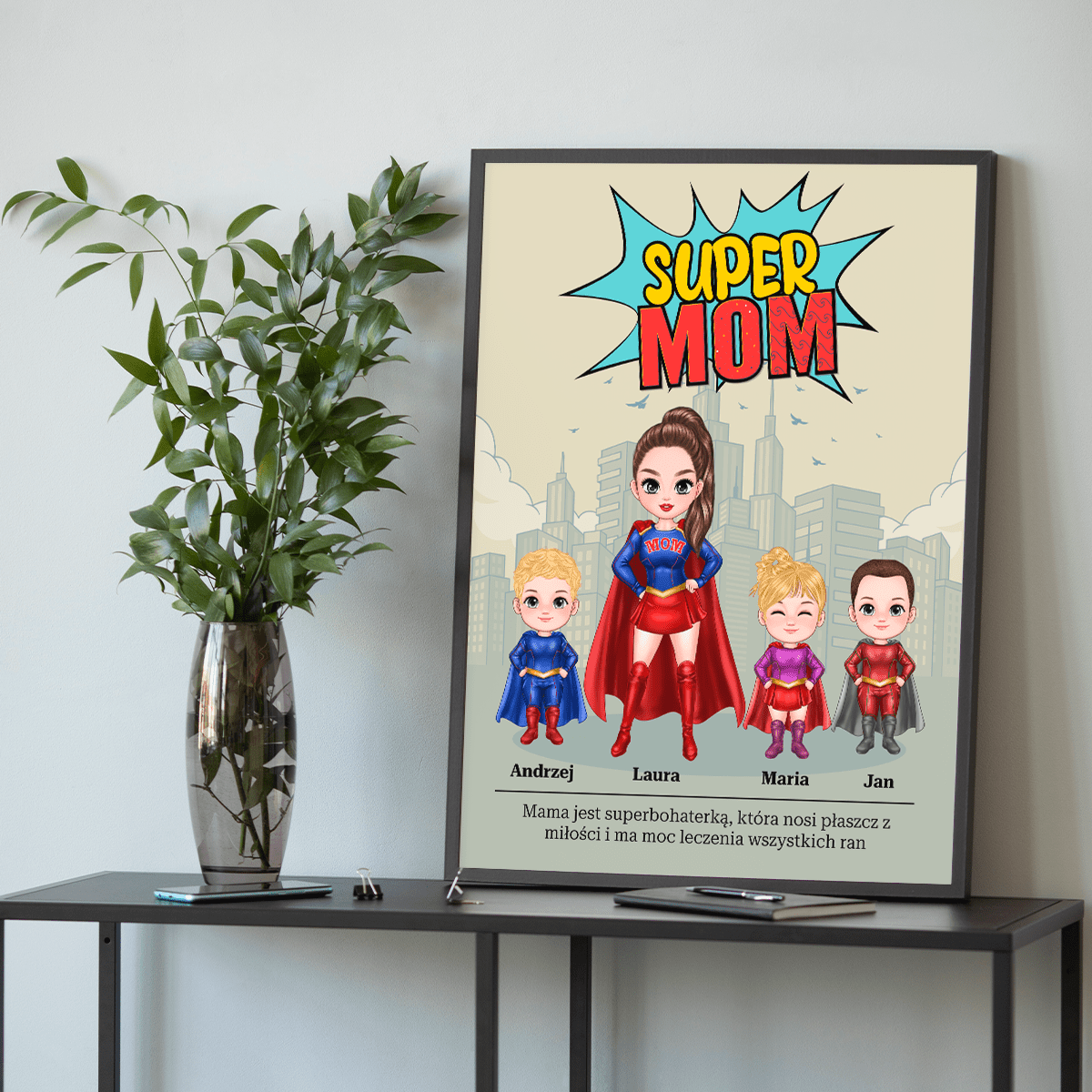 Super mom Clipart - plakat, spersonalizowany prezent dla mamy - idamell.com
