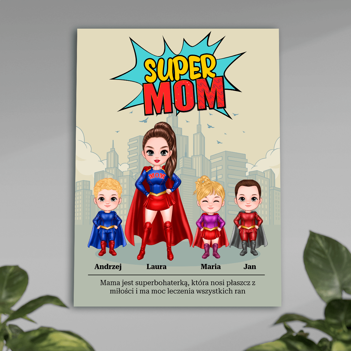 Super mom Clipart - plakat, spersonalizowany prezent dla mamy - idamell.com