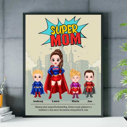 Super mom Clipart - plakat, spersonalizowany prezent dla mamy - idamell.com