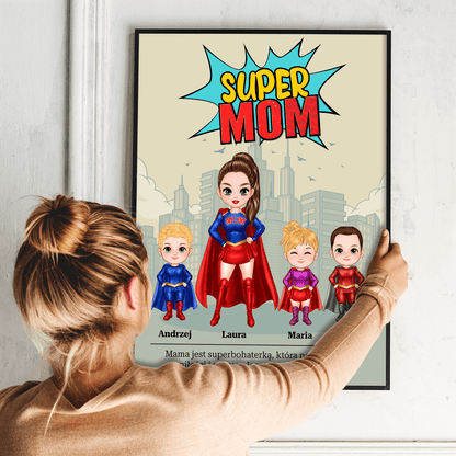 Super mom Clipart - plakat, spersonalizowany prezent dla mamy - idamell.com