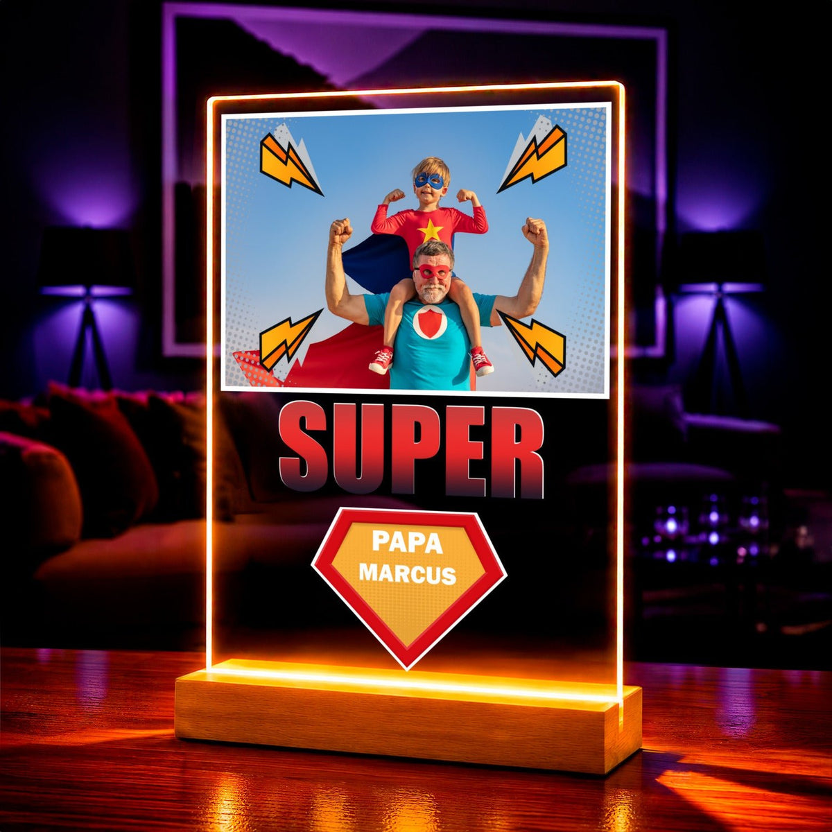 Superbohater tata - Druk na szkle, spersonalizowany prezent dla taty - idamell.com