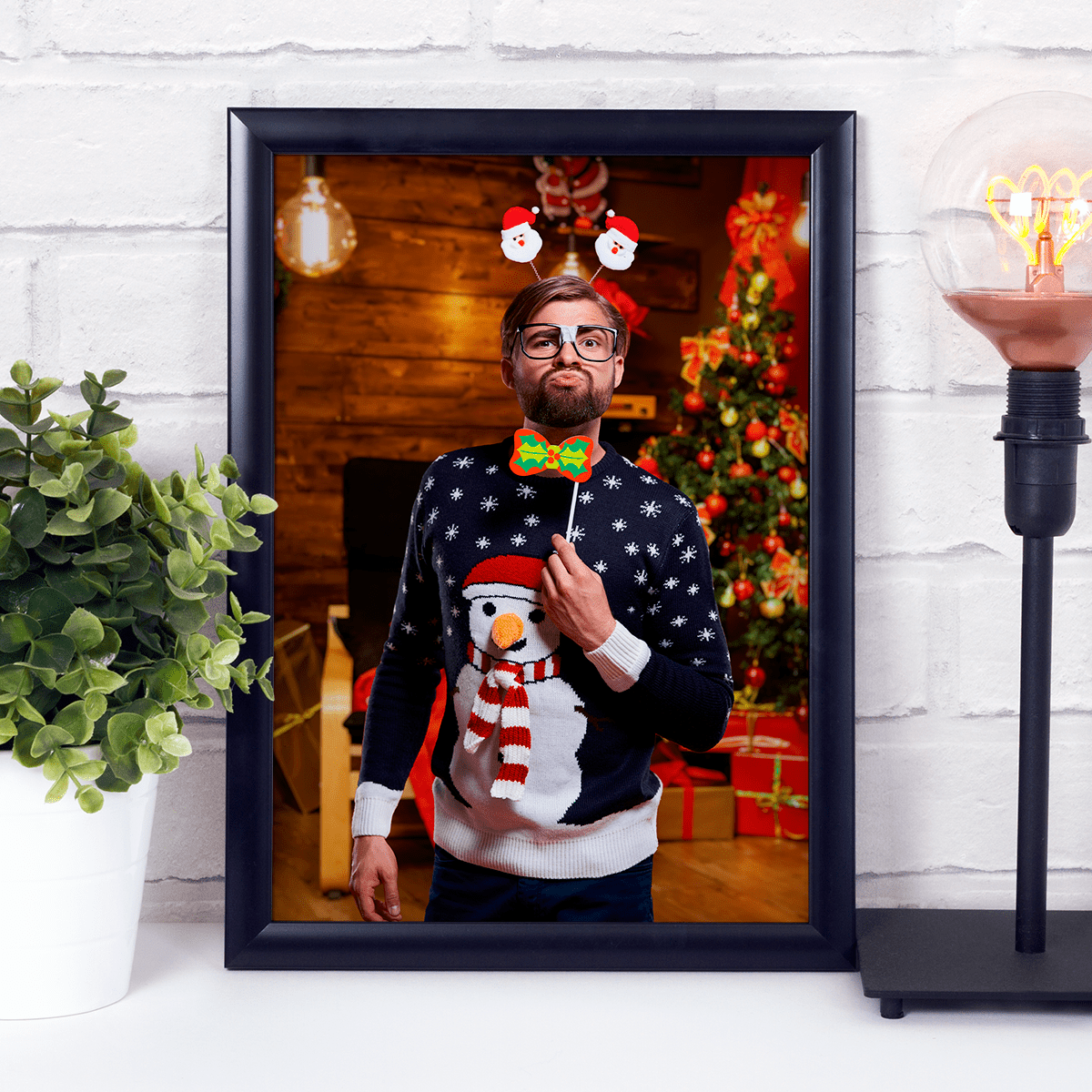 Świąteczna fotografia chłopaka - Druk na szkle, spersonalizowany prezent dla chłopaka - idamell.com