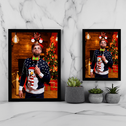 Świąteczna fotografia chłopaka - Druk na szkle, spersonalizowany prezent dla chłopaka - idamell.com