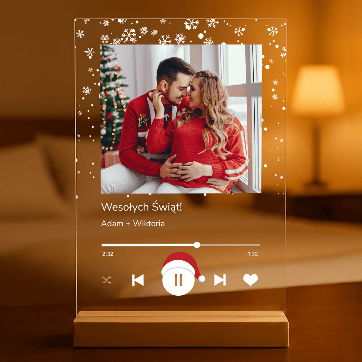 Świąteczna para spotify - Druk na szkle, spersonalizowany prezent dla pary - idamell.com
