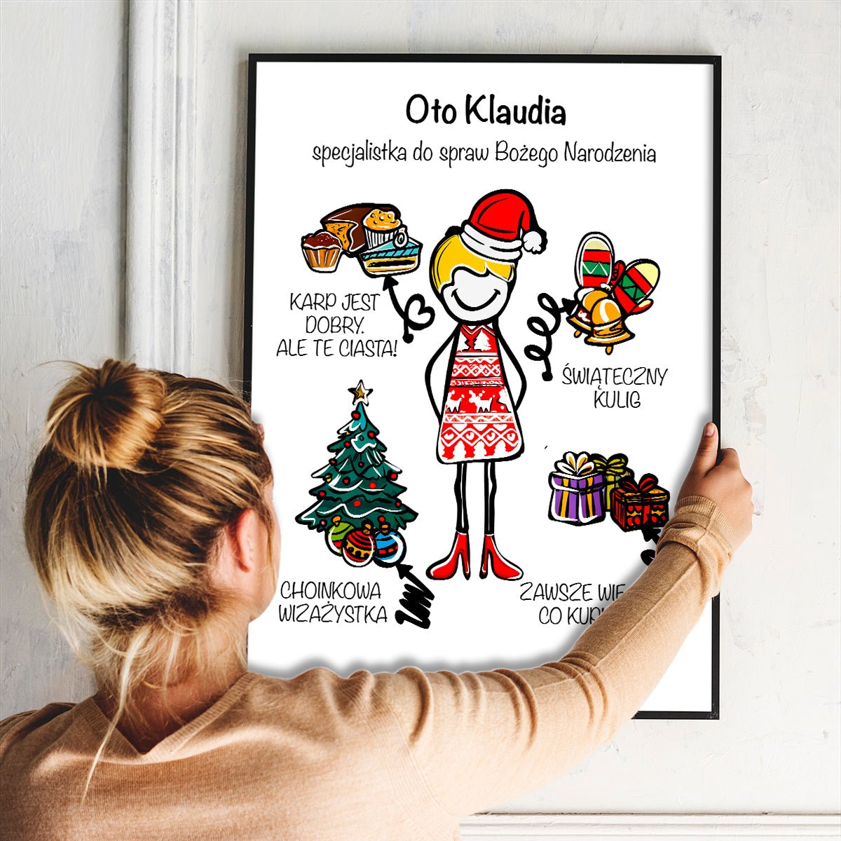 Świąteczna specjalistka - plakat, spersonalizowany prezent dla dziewczyny - idamell.com