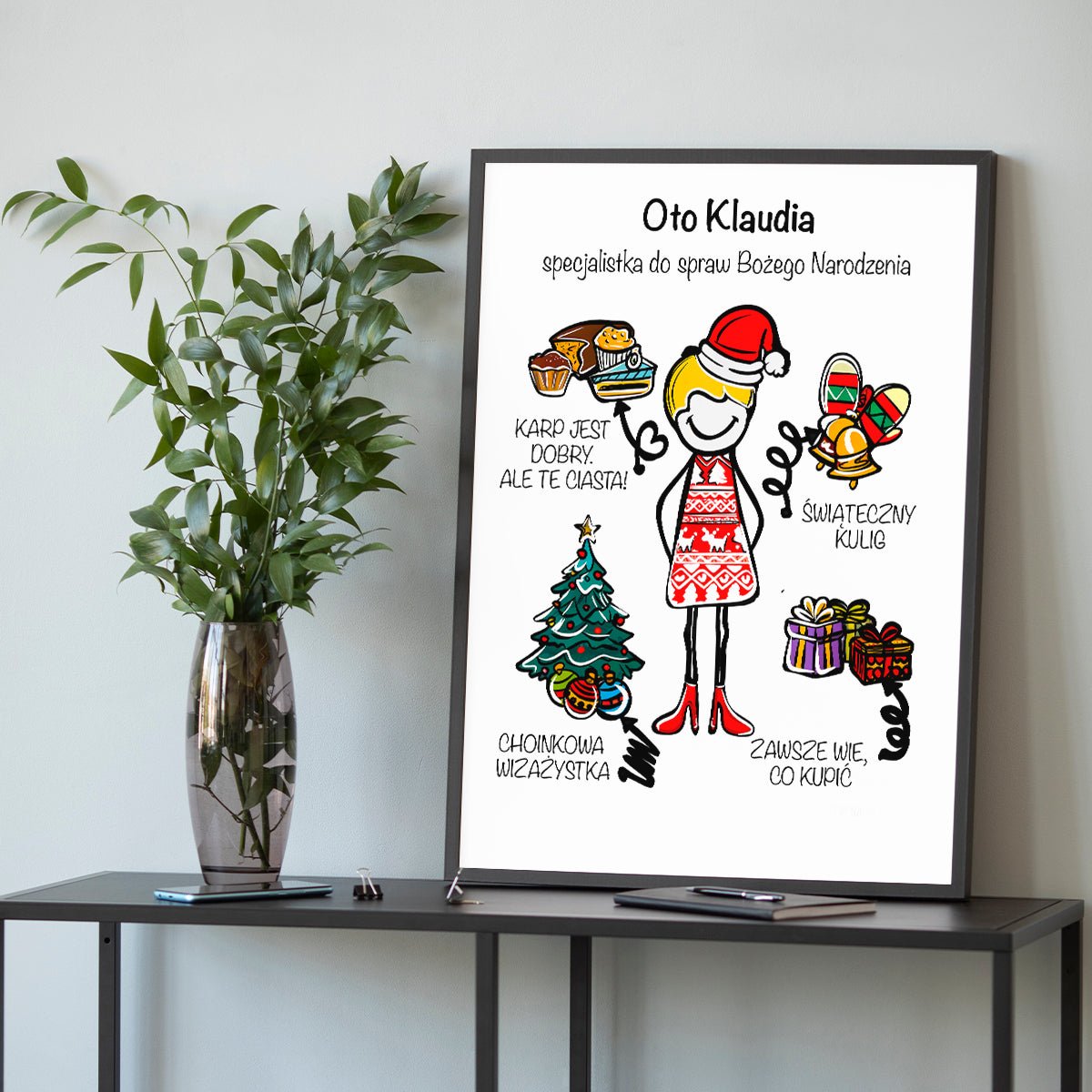Świąteczna specjalistka - plakat, spersonalizowany prezent dla dziewczyny - idamell.com