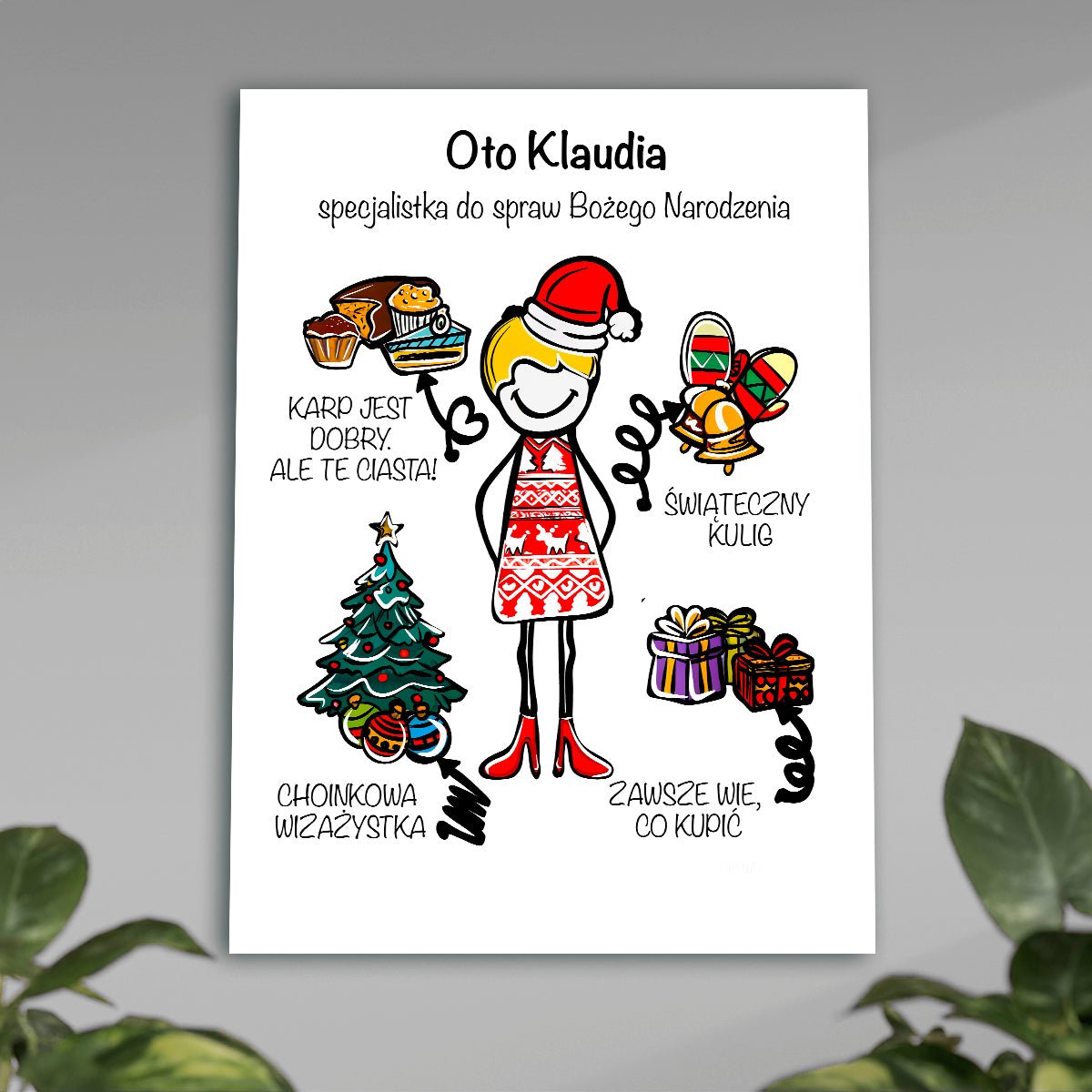 Świąteczna specjalistka - plakat, spersonalizowany prezent dla dziewczyny - idamell.com
