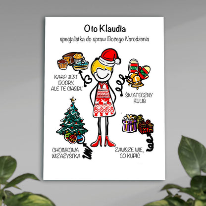 Świąteczna specjalistka - plakat, spersonalizowany prezent dla dziewczyny - idamell.com