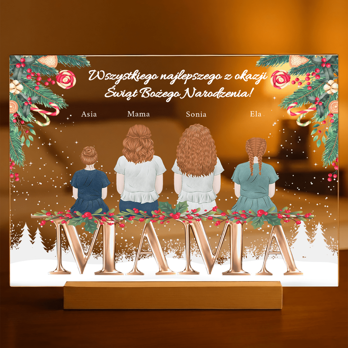Świąteczne życzenia dla mamy clipart - Druk na szkle, spersonalizowany prezent dla mamy - idamell.com