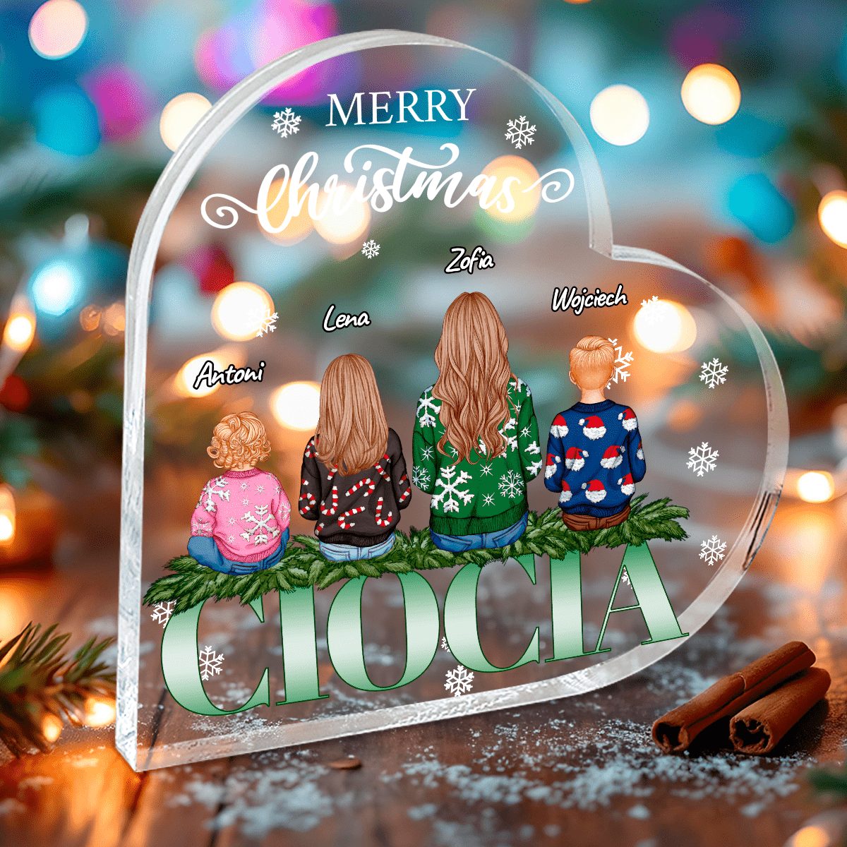 Świąteczny clipart ciocia - Druk na szkle, spersonalizowany prezent dla cioci - idamell.com