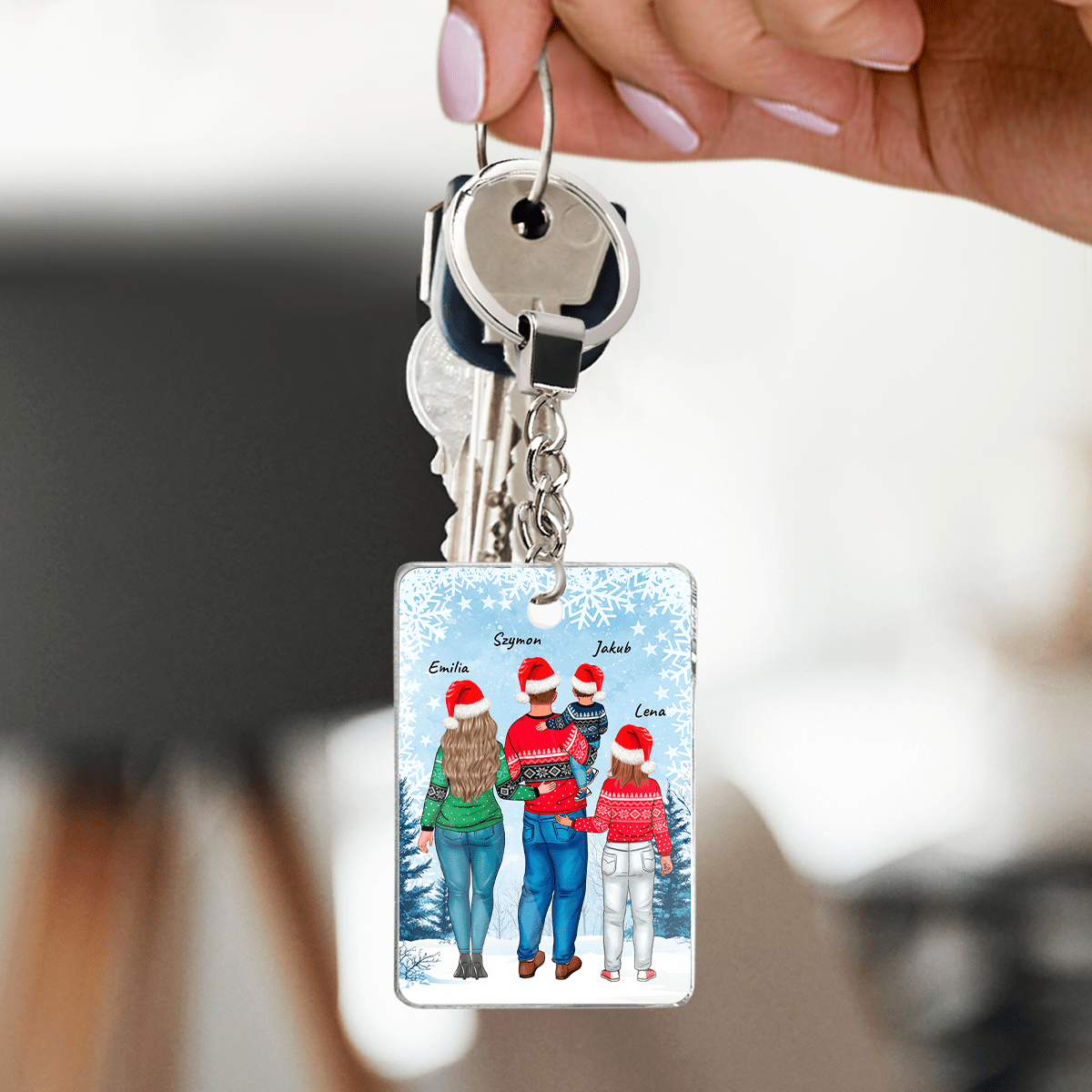 Świąteczny clipart FAMILY - brelok do kluczy, spersonalizowany prezent dla rodziców - idamell.com