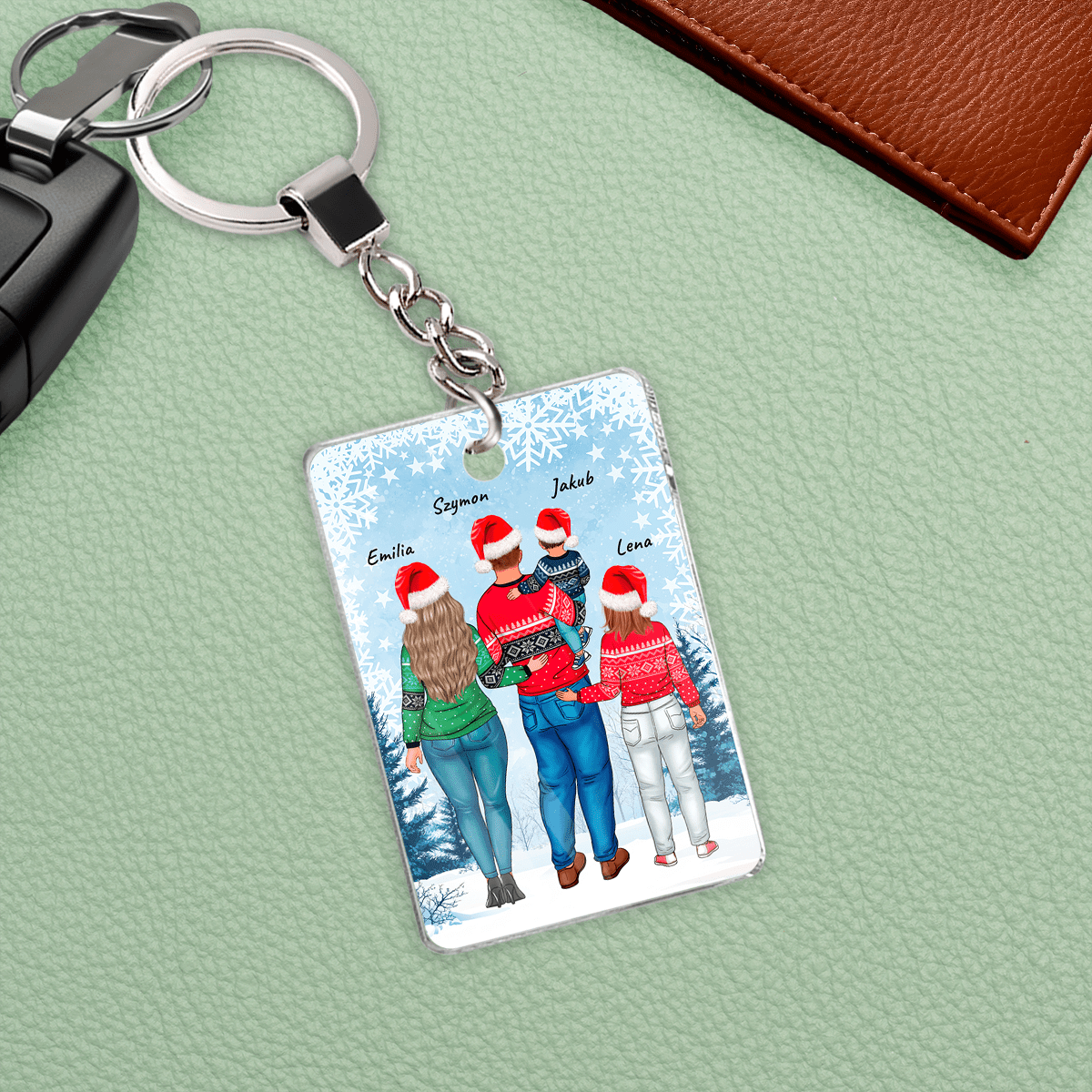 Świąteczny clipart FAMILY - brelok do kluczy, spersonalizowany prezent dla rodziców - idamell.com
